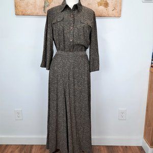 Vtg 90s bronze micro crinkle floral skirt set — JM Collection Jennifer Moore